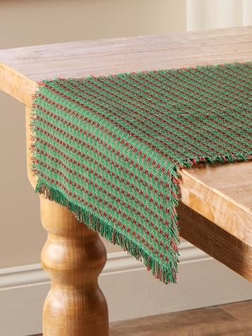 Mountain Weave Cotton Table Runner, 18 Inch Wide