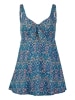 Women's Navy Medallion Swim Dress With Knot Accent