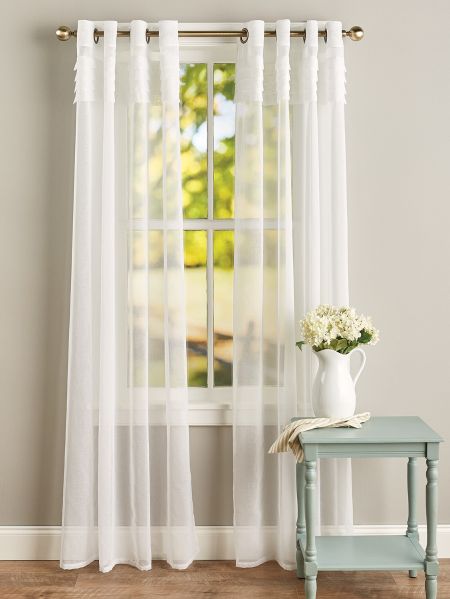 Semi Sheer Portico Pleat Grommet Top Curtain Panels