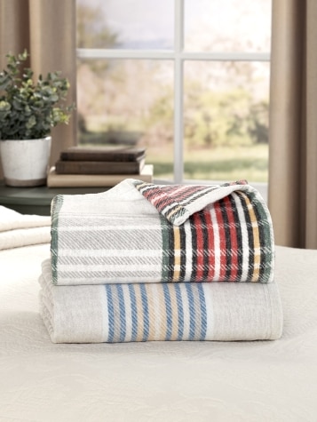 Ultra Soft Red and Green Plaid Blanket or Throw