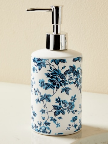 Blue Toile Ceramic Soap and Lotion Dispenser