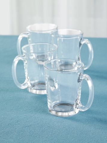 Glass Mugs With Handles, Set of 4