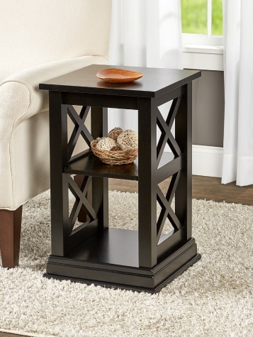 Country Casual Solid Wood Crisscross Accent Table