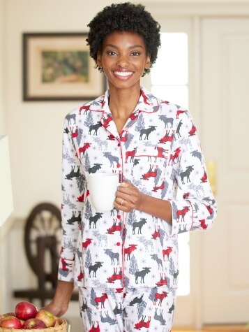 Women's Moose-on-the-Loose Flannel Pajamas