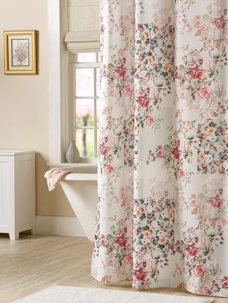 Country Cottage Fl Print Shower Curtain, Country Curtains Shower Curtains