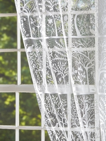 Tree of Life Lace Rod Pocket Curtain Panel or Tier