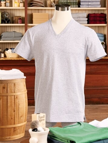 V-Neck Cotton Undershirt for Men in Gray
