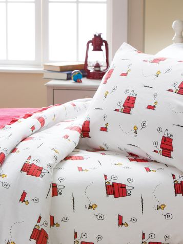 Snoopy and Woodstock Portuguese Flannel Sheet Set