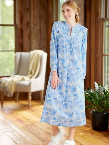 Lanz Sleeping Moon and Stars Flannel Nightgown