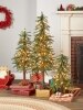 Pre-Lit Artificial Alpine Christmas Tree, Set of 3