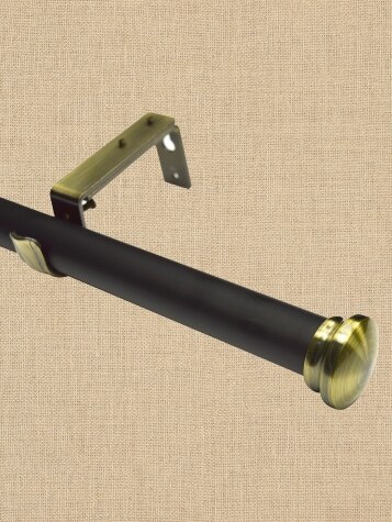 Black/Gold Adjustable Curtain Rod With Flat Finial
