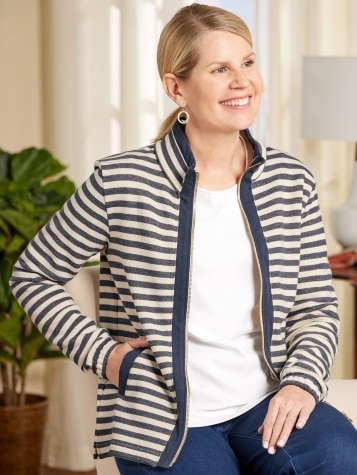 Women's Full-Zip Pima Cotton Knit Jacket