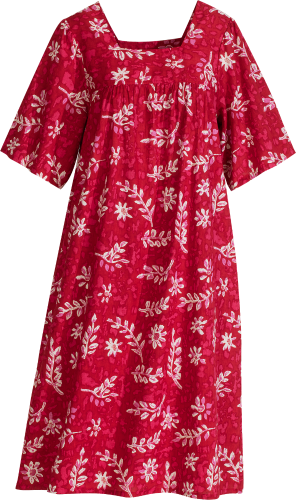 Batik Print Muumuu With Square Neck And Side Seam Pockets
