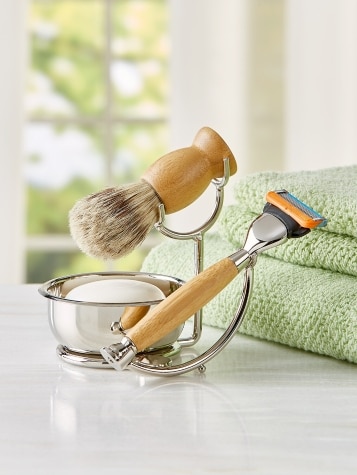 Perfect Shave Bamboo and Chrome 5-Piece Shave Set
