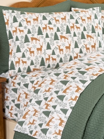 Forest Friends Nordic Print Portuguese Cotton Flannel Sheet Set