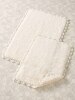 Crochet Edge Cotton Bath Rug, 2 Piece Set in Ivory