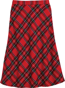 Red Plaid Tartan Skirt with Elastic Back