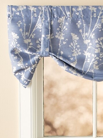 Cobalt Blue Scenic Silhouettes Tie-Up Valance