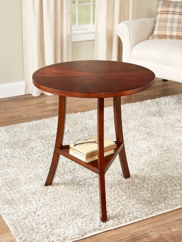 Round Accent Table With Pie-Shaped Inlay