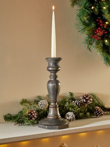 Rustic Charm 12 Inch Wood Taper Candle Holder