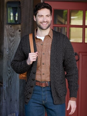 Mens cardigan with belt online