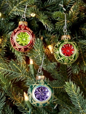 Multicolor Glass Reflector Ornaments