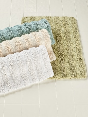 Tufted Stripe Reversible Cotton Bath Rug, In 3 Sizes
