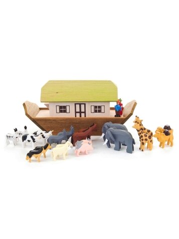 Natural Wood Noah's Ark Collectible, 23-Piece Set