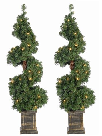 Pre-Lit Artificial Topiary, Set of 2