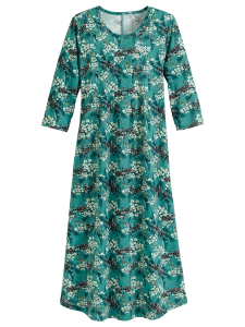 Aqua Dreams Cotton-Knit Waltz-Length Nightgown