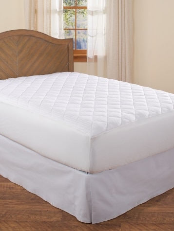Soft Comfort Quilted Cotton White Mattress Pad
