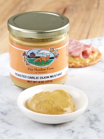Jar & Dish of Roasted Garlic Dijon Mustard
