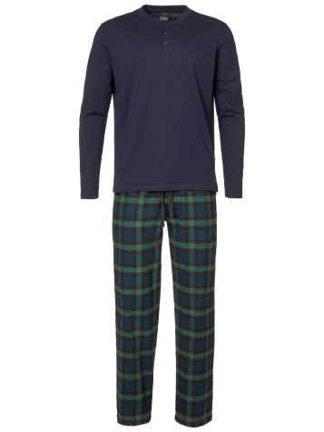 Men's Jersey Knit Henley and Flannel Pajama Pant Set