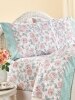 Country Blooms and Stripes Portuguese Cotton Percale Sheet Set