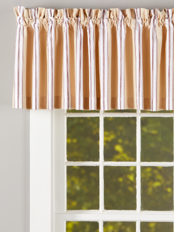 French Ticking Rod Pocket Tailored Valance