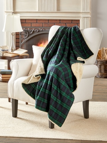 Portuguese Flannel and Sherpa Fleece Blanket or Throw