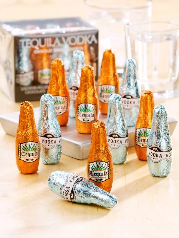 Tequila and Vodka Filled Chocolate Bottles