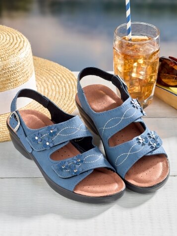 Women's Beautiful Blossoms Adjustable Leather Sandals
