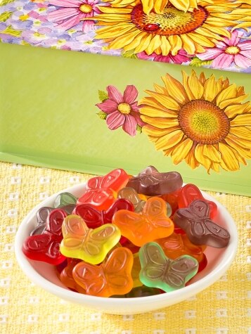 Colorful Sunflower Tin With Mini Butterfly Gummies