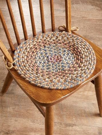 Northshire Multicolor Braided Wool Chair Pad