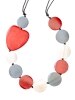 Wood Circle and Heart Adjustable Corded Necklace