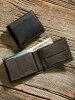 Men's Leather Bi-Fold Billfold in Black and Brown