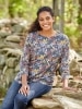 Soft Knit Printed Tunic Top With 3/4 Sleeves