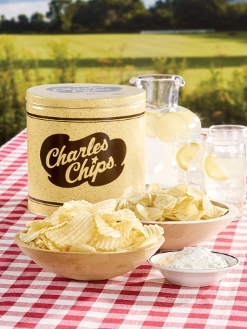 Waffle Cut & Sour Cream Varieties of Charles Chips