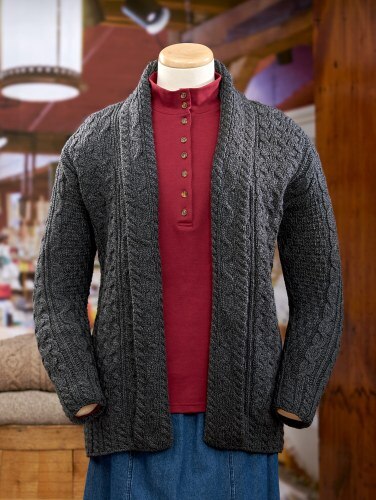 Womens Irish Merino Wool Open Front Long Cardigan
