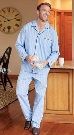Men's True Blue Cotton Pajamas