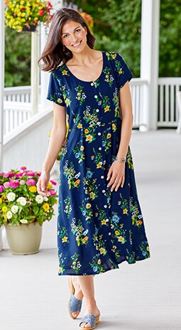 Midnight Garden Floral Midi Dress

