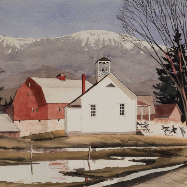 Walton Blodgett (1908-1963), Country School, Watercolor, 15 ¼ x 22 in.