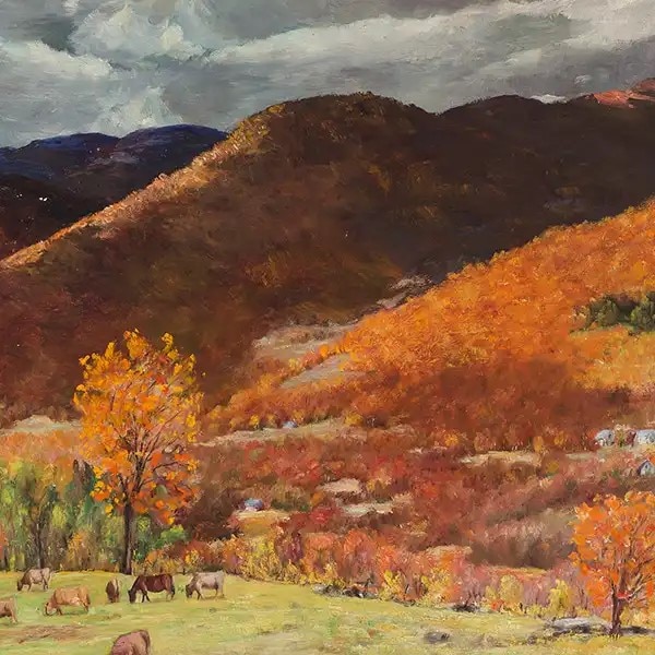 Claude Dern (1906-1995), Autumn in the Hollow, Oil on canvas, 30 x 40 in.