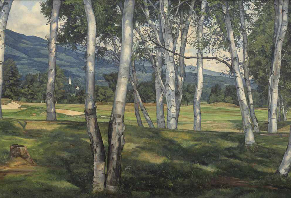 Luigi Lucioni (1900-1988), The Birches, Oil on canvas, 22 x 36 in.